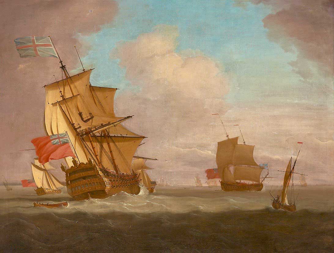 Peter Monamy - The HMS Barfleur, oil on canvas, 18th century - Darnley Fine Art