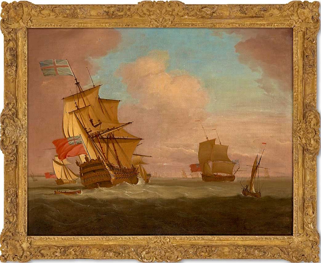 Peter Monamy - The HMS Barfleur, oil on canvas, 18th century - Darnley Fine Art