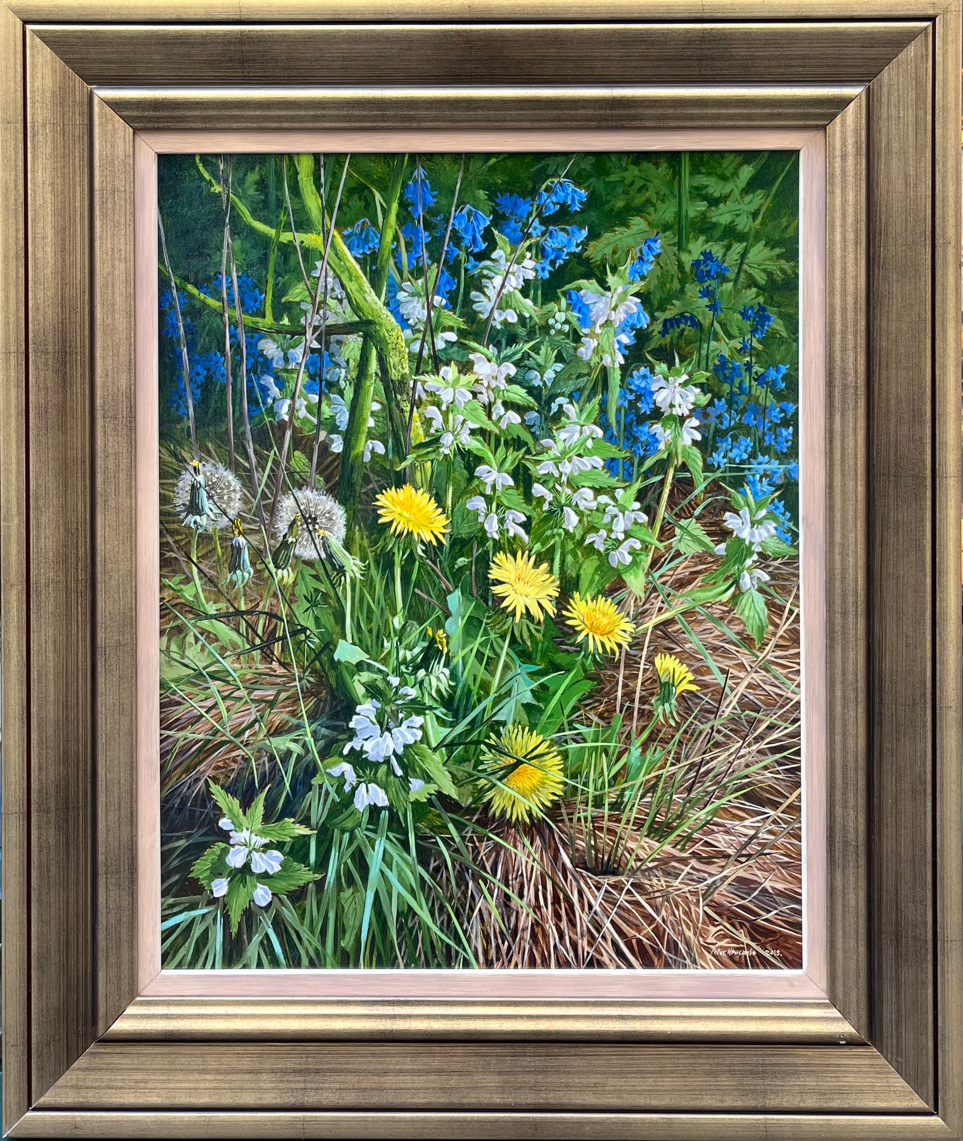 Peter Newcombe - Spring Hedgerows, oil on board, 21st century - Darnley Fine Art