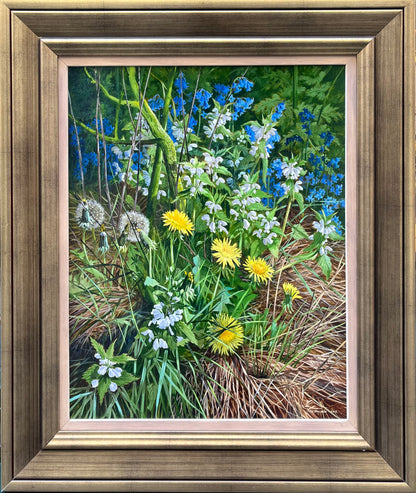 Peter Newcombe - Spring Hedgerows, oil on board, 21st century - Darnley Fine Art