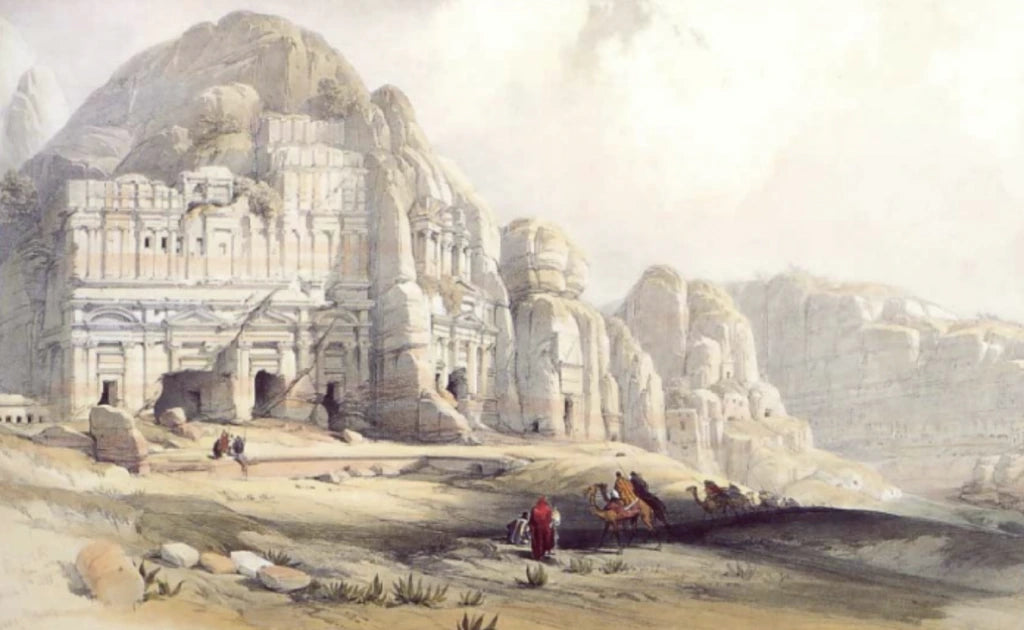 David Roberts - Petra, showing the upper or Eastern end of the valley, lithograph, 19th century - Darnley Fine Art