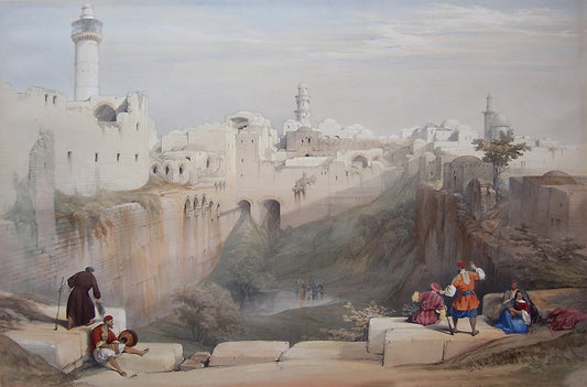 David Roberts - Pool of Bethesda, Jerusalem, lithograph, 19th century - Darnley Fine Art