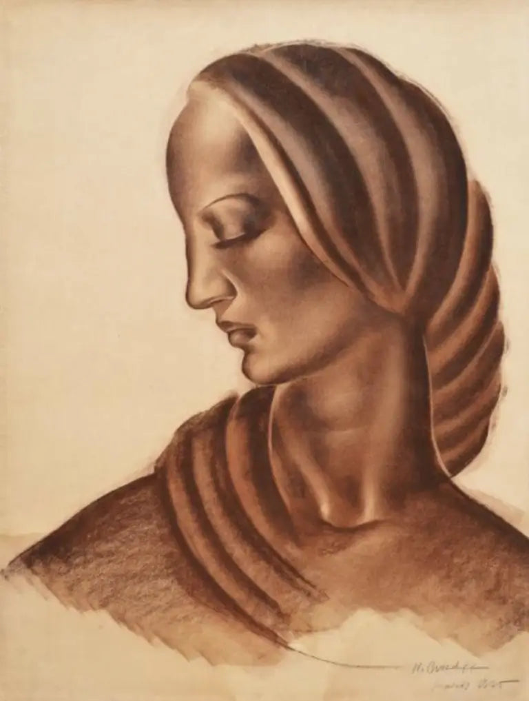 N Grosdovv - Portrait of a Lady, charcoal, 20th century - Darnley Fine Art
