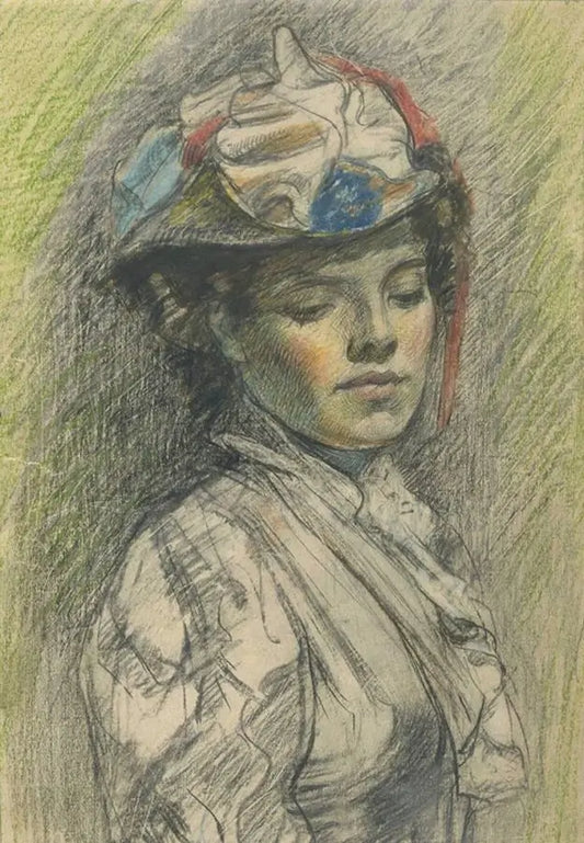 Portrait of a Lady, coloured chalks, 19th century - Darnley Fine Art