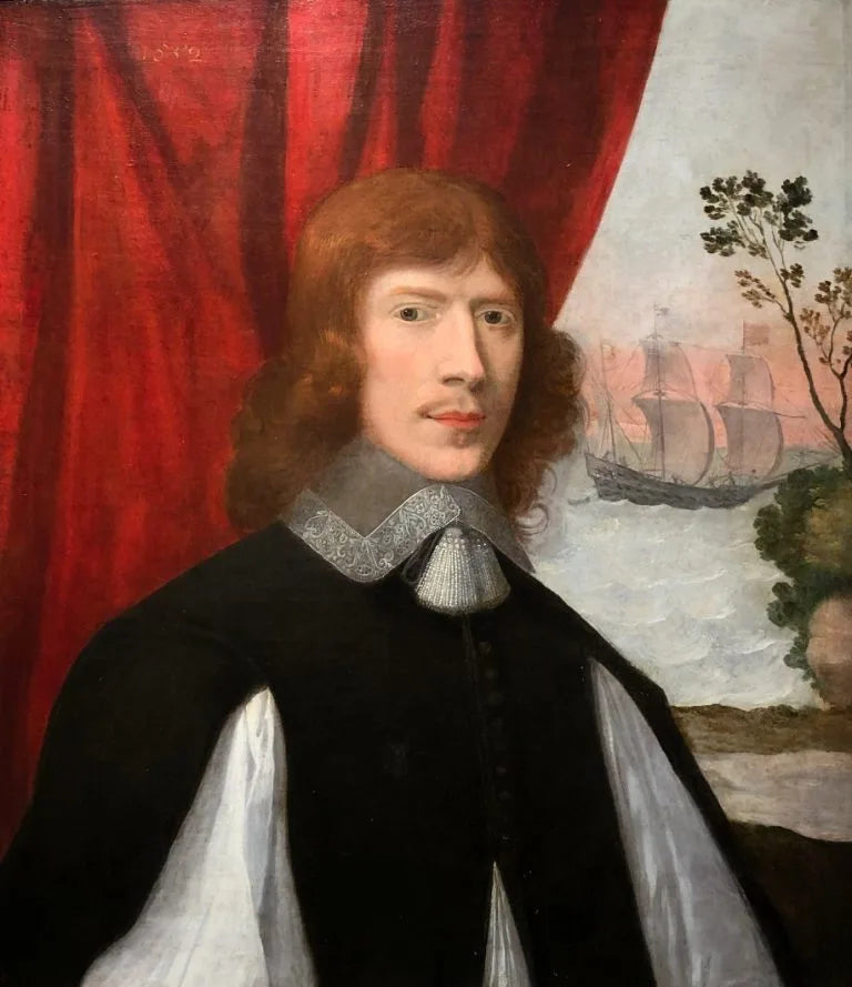 English School - Portrait of a Naval Officer, oil on canvas, 17th century - Darnley Fine Art