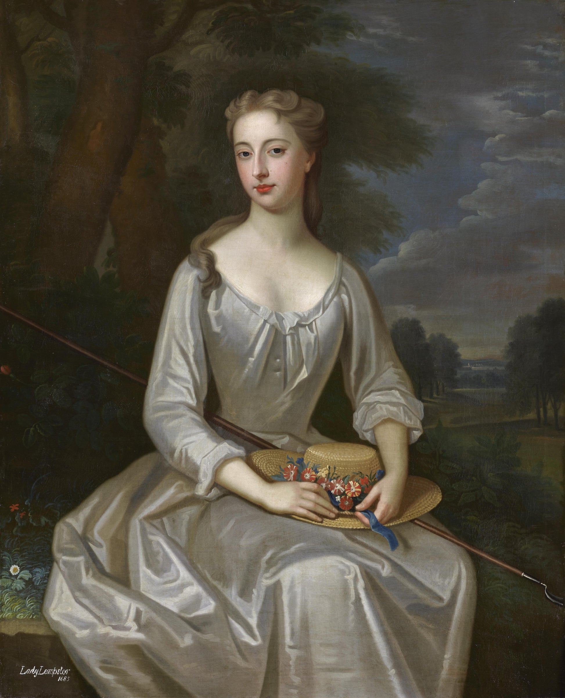 Adriana Verelst - Portrait of Lady Lempster, oil on canvas, 17th / 18th century - Darnley Fine Art