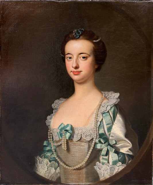 Thomas Hudson - Portrait of the Lady of the Mansfields of Ringwood, oil on canvas, 18th century - Darnley Fine Art