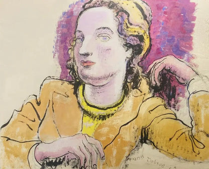 Frank Dobson - Portrait of the Artist's Assistant, watercolour, ink and graphite on paper, 20th century - Darnley Fine Art