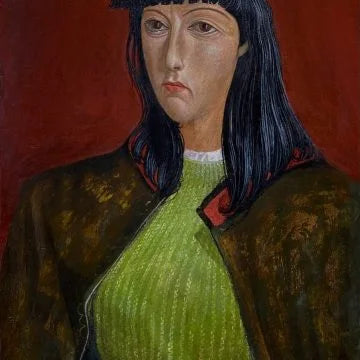 Circle of Thomas Derrick - Portrait of a Young Girl, gouache and oil on canvas, 20th century - Darnley Fine Art