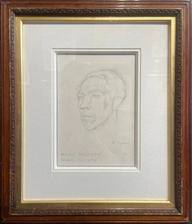 Robert Lyon - Portrait of Alfred Hardiman, graphite on paper, 20th century - Darnley Fine Art