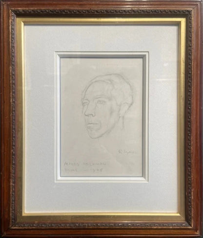 Robert Lyon - Portrait of Alfred Hardiman, graphite on paper, 20th century - Darnley Fine Art