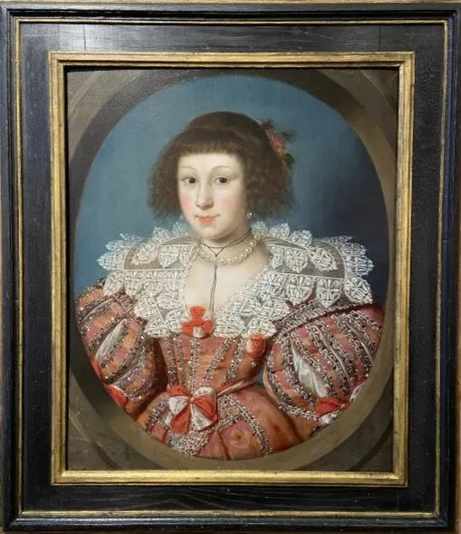 Gilbert Jackson - Portrait of a Girl, oil on panel, 17th century - Darnley Fine Art