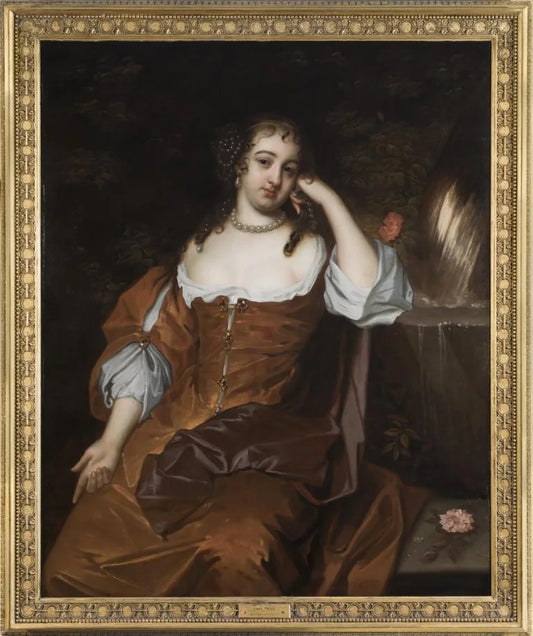 Jacob Huysmans - Portrait of a Lady by a Fountain, oil on canvas, 17th century - Darnley Fine Art
