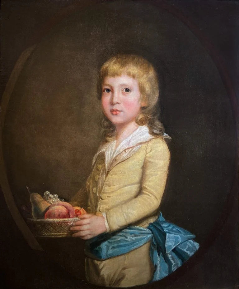 Thomas Beach - Portrait of a Young Boy Carrying a Fruit Basket, oil on canvas, 18th century - Darnley Fine Art