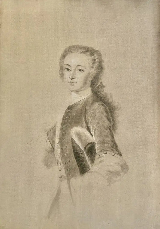 French School - Portrait of a Young Duke, black chalk, white smudge and highlights on paper, 19th century - Darnley Fine Art