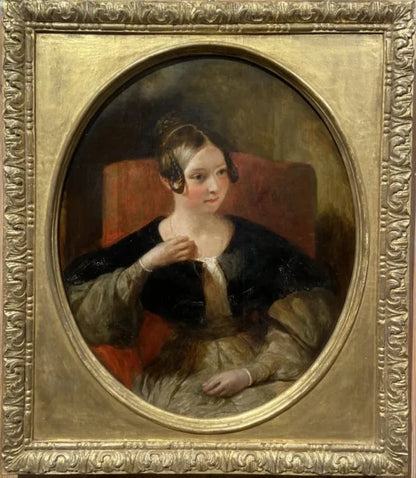 Circle of William Powell Frith - Portrait of a Young Girl, oil on board, 19th century - Darnley Fine Art