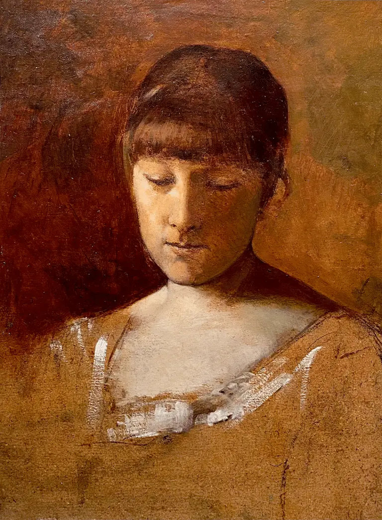 Szymon Buchbinder - Portrait of a Young Girl, oil on canvas, 19th century - Darnley Fine Art