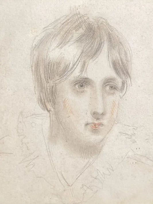 English School - Portrait of a Young Man, graphite and coloured pencil on paper, 19th century - Darnley Fine Art