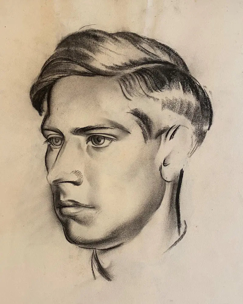 James Stroudley - Portrait of a Young Man, graphite on paper, 20th century - Darnley Fine Art