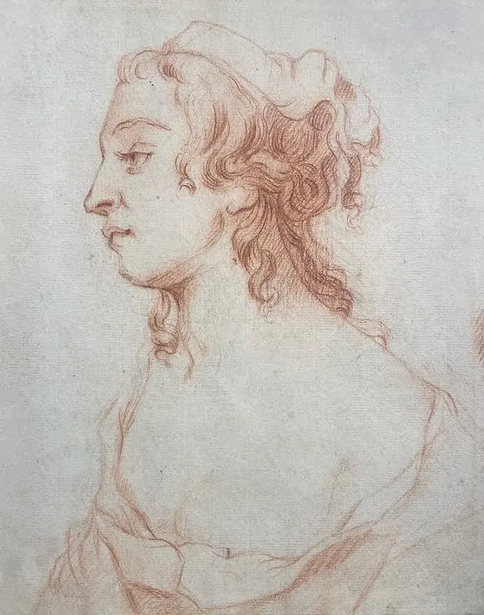 After Peter Lely - Portrait of a Young Woman, red chalk on paper, 17th century - Darnley Fine Art