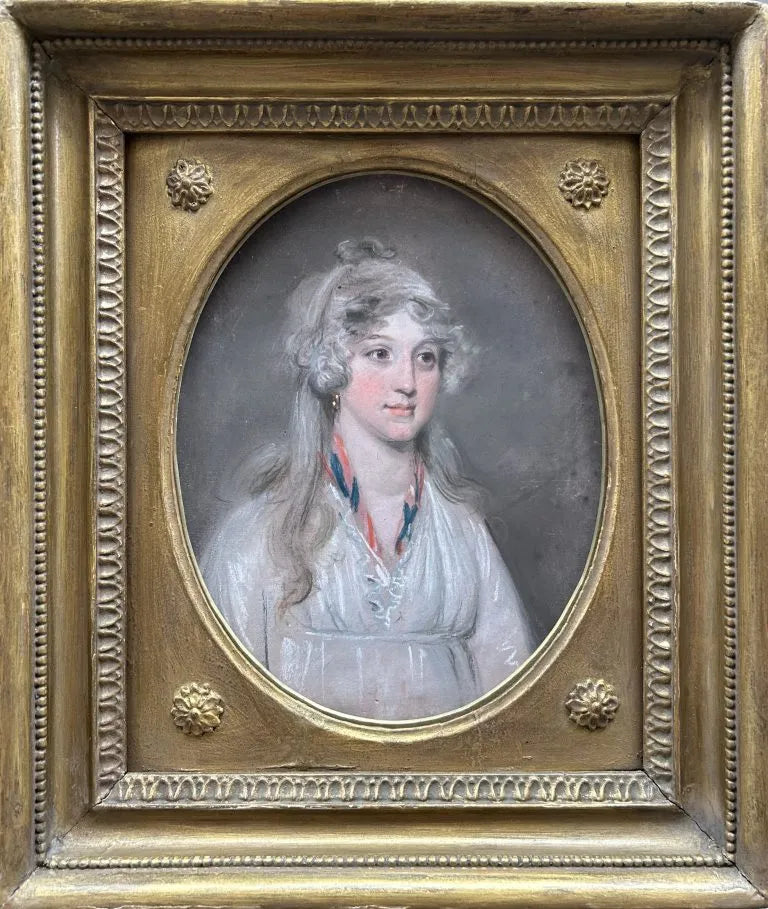 John Raphael Smith - Portrait of a Young Woman, pastel on paper on canvas stretcher, 18th century - Darnley Fine Art