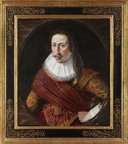 English School - Portrait of an Officer, oil on canvas, 17th century - Darnley Fine Art