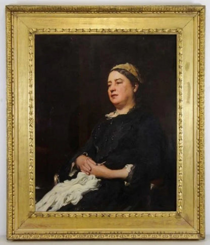 Frank Holl - Portrait of Miss Tonks, oil on canvas, late 19th century - Darnley Fine Art