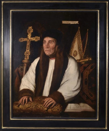 After Hans Holbein the Younger - Portrait of William Warham, oil on panel transferred to canvas, 16th century - Darnley Fine Art