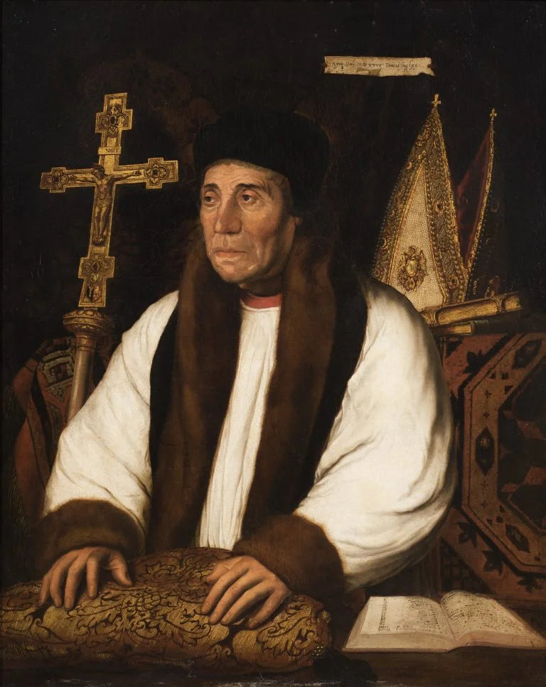 After Hans Holbein the Younger - Portrait of William Warham, oil on panel transferred to canvas, 16th century - Darnley Fine Art