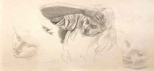 Edwin Long - Portrait Studies, graphite on paper, 19th century - Darnley Fine Art
