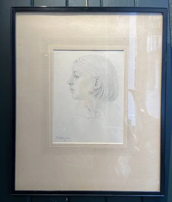 Edith W Wood - Portrait Study, graphite on paper, 20th century - Darnley Fine Art
