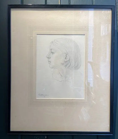 Edith W Wood - Portrait Study, graphite on paper, 20th century - Darnley Fine Art
