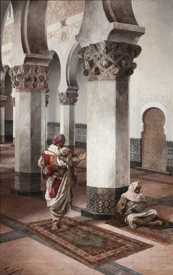 Antonio Maria Fabres y Costa - Prayer in the Mosque, oil on panel, 19th century - Darnley Fine Art