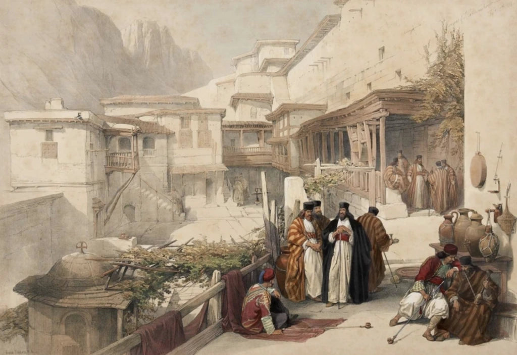David Roberts - Principal Court of the Convent of St Catherine, lithograph, 19th century - Darnley Fine Art