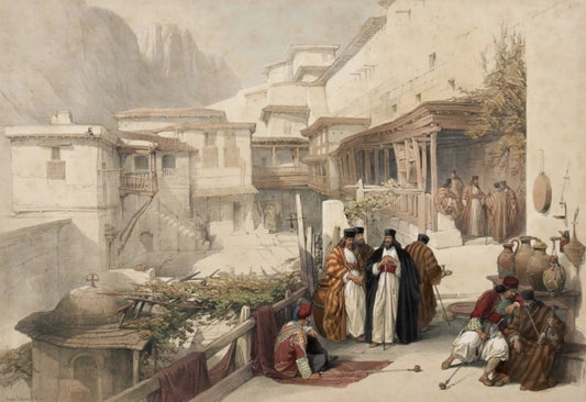 David Roberts - Principal Court of the Convent of St Catherine, lithograph, 19th century - Darnley Fine Art