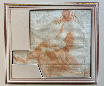Italian School - Reclining Nude, sanguine chalk on paper, 17th century - Darnley Fine Art