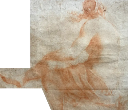 Italian School - Reclining Nude, sanguine chalk on paper, 17th century - Darnley Fine Art