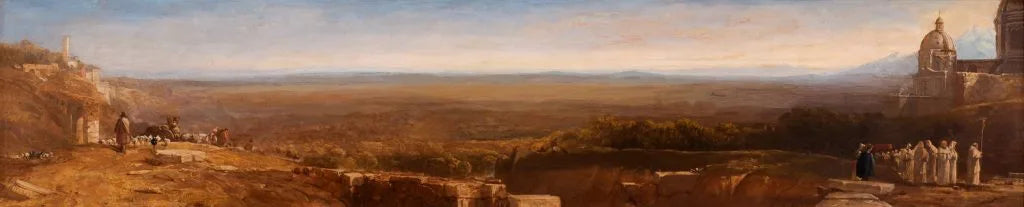 Augustus Wall Callcott - Recollections of the Campagna of Rome, oil on paper stretched to a stretcher bar, 19th century - Darnley Fine Art