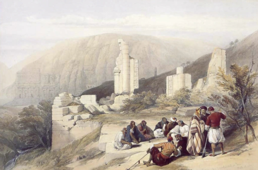 David Roberts - The Remains of the Triumphal Arch, Petra, lithograph, 19th century - Darnley Fine Art