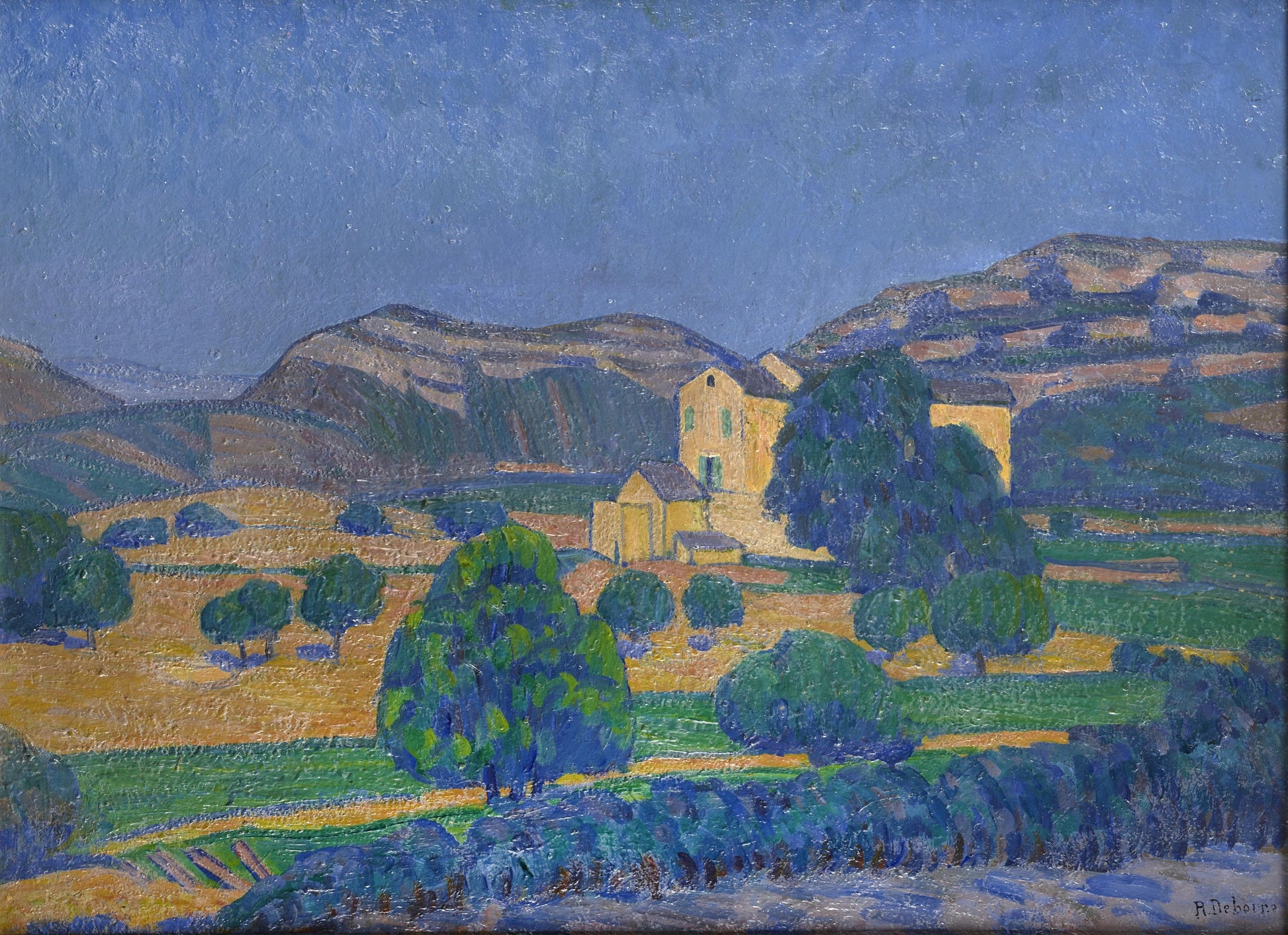 Robert Deborne - L'eglise au Paysage, oil on canvas, early 20th century - Darnley Fine Art