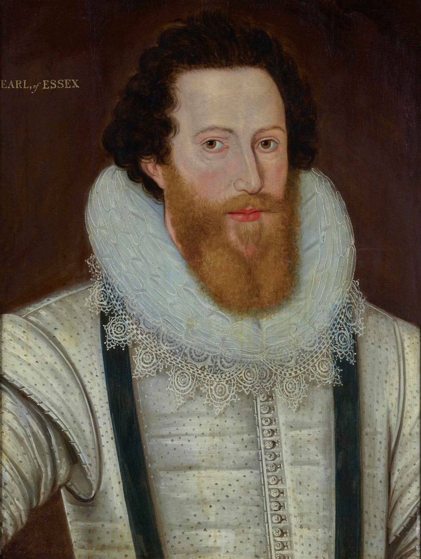 Studio of Marcus Gheeraerts - Portrait of Robert Devereux, 2nd Earl of Essex, oil on panel, 16th century - Darnley Fine Art