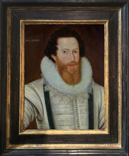 Studio of Marcus Gheeraerts - Portrait of Robert Devereux, Earl of Essex, oil on panel, 16th century - Darnley Fine Art