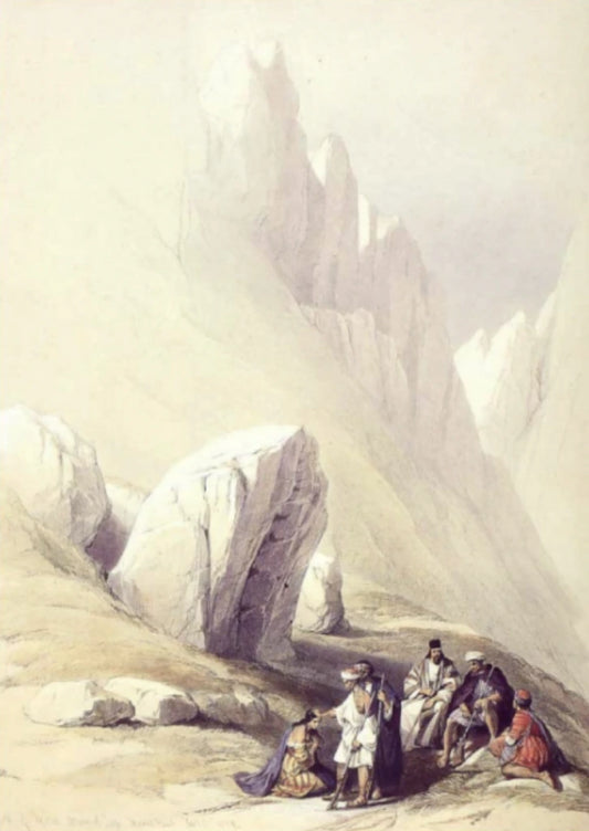 David Roberts - Rock of Moses, Wady El Leja, Mount Horeb, lithograph, 19th century - Darnley Fine Art