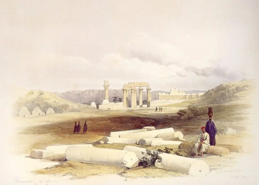 David Roberts - Ruins of Hermont, Ancient Hermontis, Upper Egypt, lithograph, 19th century - Darnley Fine Art
