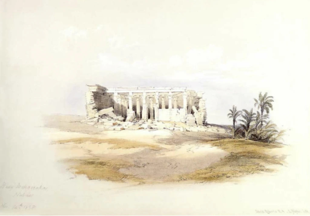 David Roberts - Ruins of Maharraka, Nubia, lithograph, 19th century - Darnley Fine Art