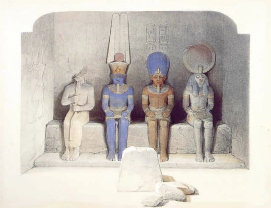 David Roberts - Sanctuary of the Great Temple of Aboo Simbel, lithograph, 19th century - Darnley Fine Art