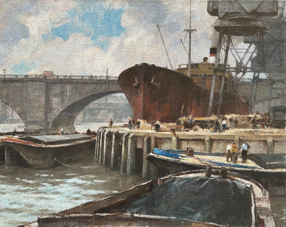 Cyril Walduck Edwards - Scene at London Bridge, oil on canvas, 20th century - Darnley Fine Art