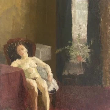 Caroline Hutchinson - Seated Female Nude, oil on canvas, mid 20th century - Darnley Fine Art