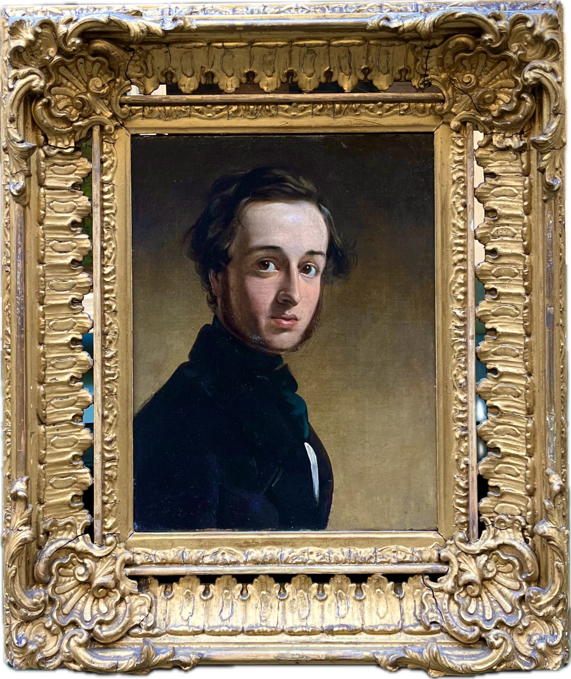 British School - Self Portrait, oil on canvas, 19th century - Darnley Fine Art