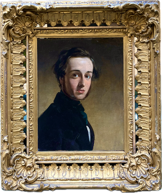 British School - Self Portrait, oil on canvas, 19th century - Darnley Fine Art